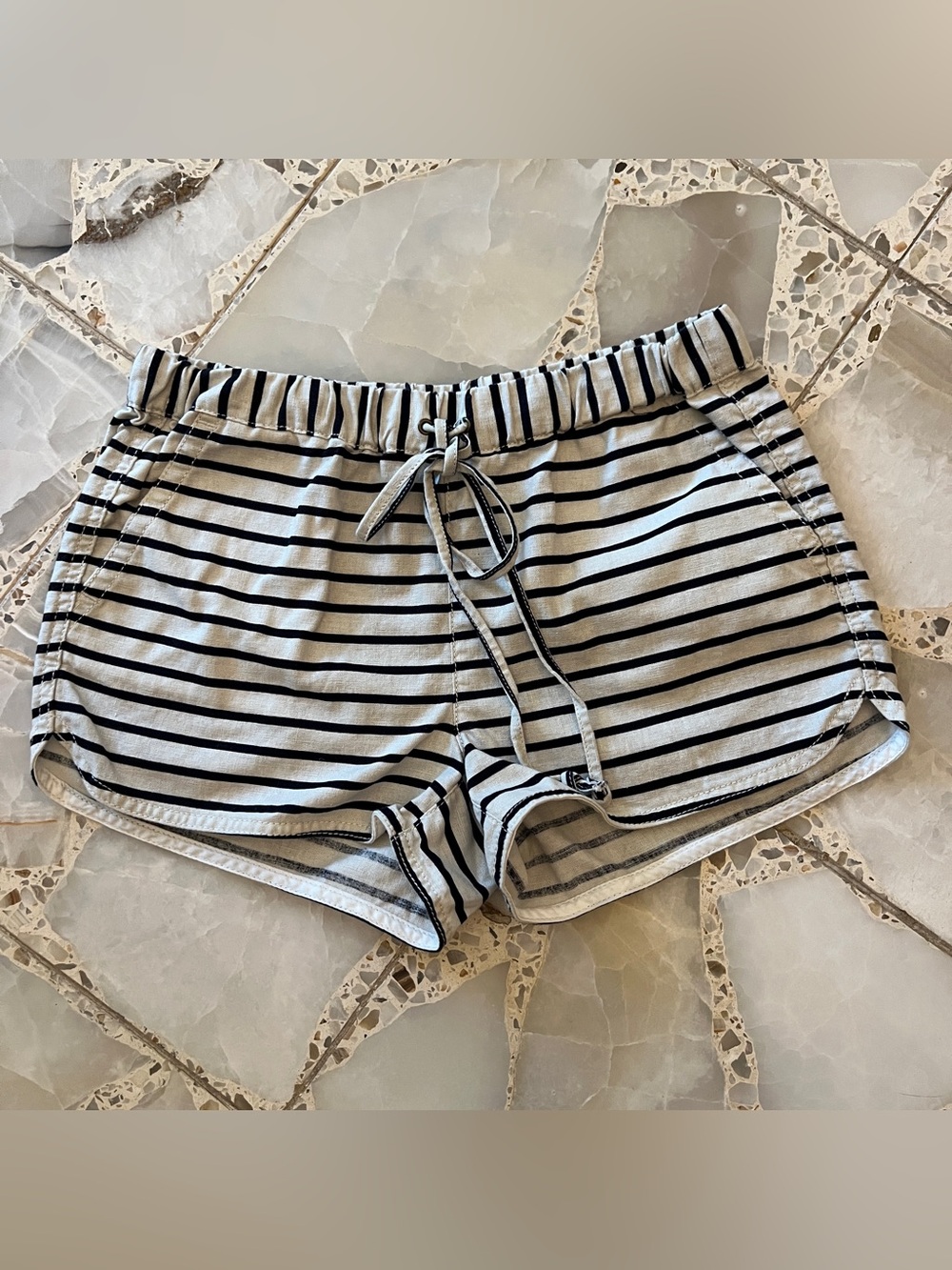 J.Crew Factory Striped Linen Blend Drawstring Shorts Size XXS